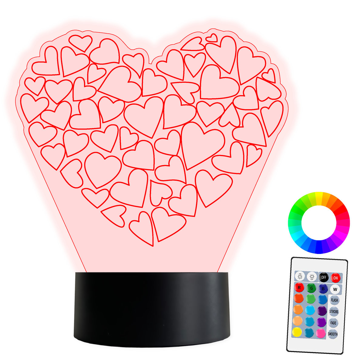 XL LAMPKA NOCNA LED 3D Miłość Walentynki Prezent Serce 16 kolorów + Pilot IMIĘ Grawer