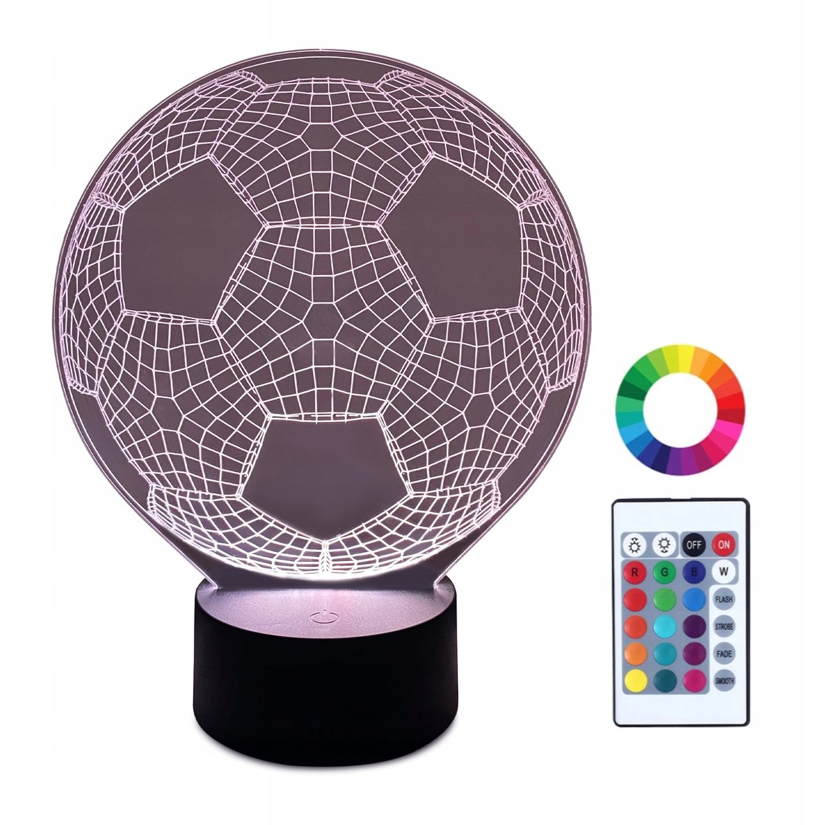 XL Lampka Nocna LED 3D Piłka Nożna Mecz 16 kolorów + Pilot