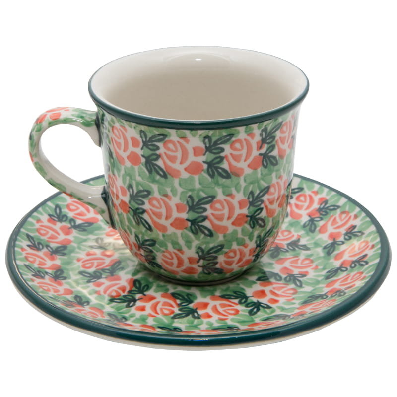 Filiżanka Do Herbaty Kawy 180 Ml Ze Spodkiem - Ceramika Artystyczna Bolesławiec