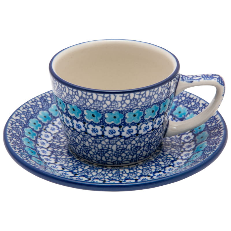 Filiżanka Do Herbaty Kawy 200 Ml Ze Spodkiem - Ceramika Artystyczna Bolesławiec