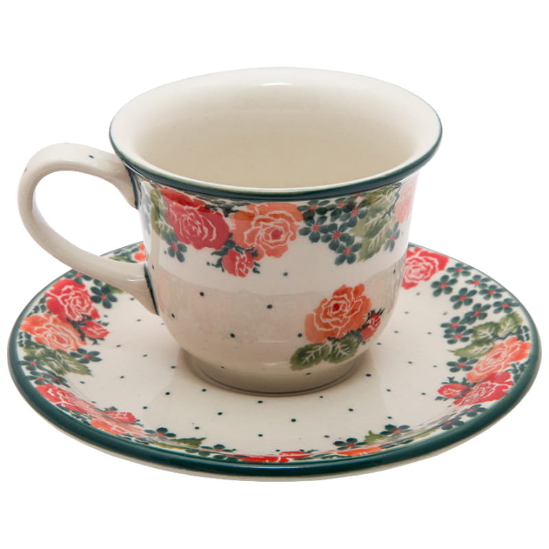 Filiżanka Do Herbaty Kawy 150 Ml Ze Spodkiem - Ceramika Artystyczna Bolesławiec