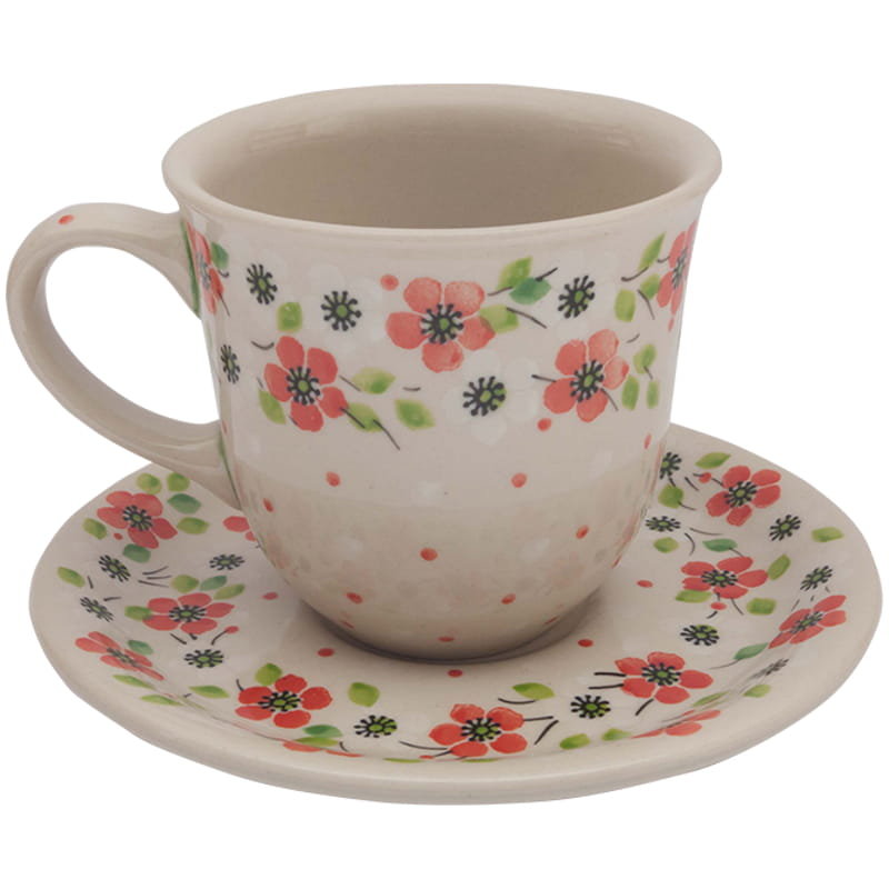 Filiżanka Do Herbaty Kawy 200 Ml Ze Spodkiem - Ceramika Artystyczna Bolesławiec