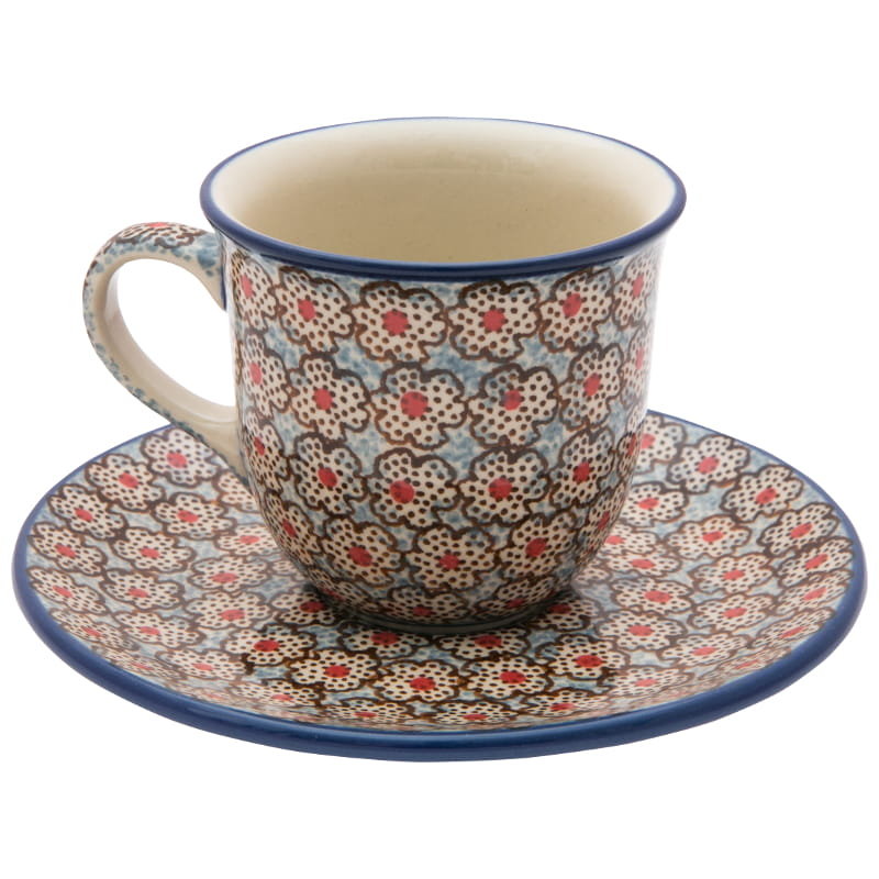 Filiżanka Do Herbaty Kawy 180 Ml Ze Spodkiem - Ceramika Artystyczna Bolesławiec