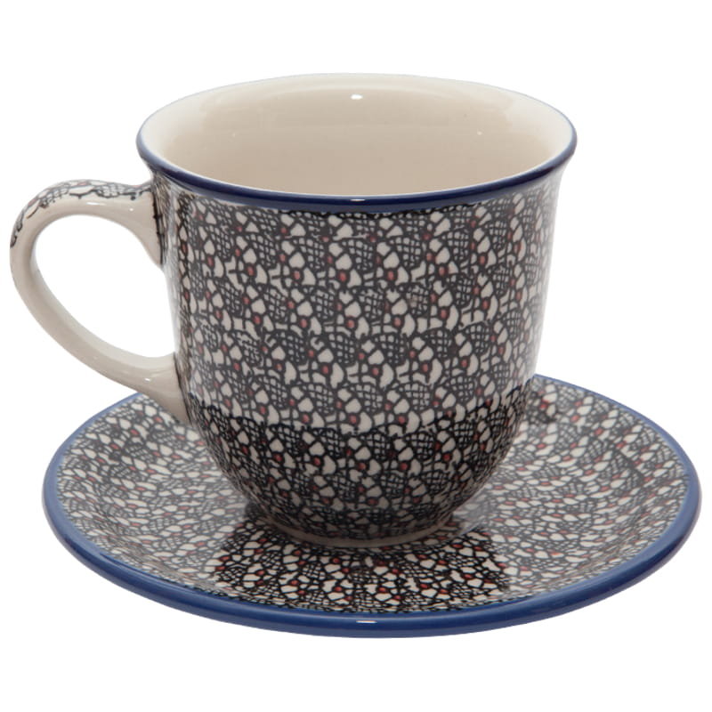 Filiżanka Do Herbaty Kawy 300 Ml Ze Spodkiem - Ceramika Artystyczna Bolesławiec
