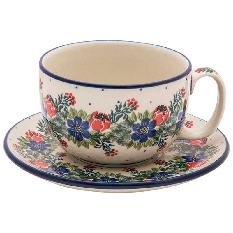 Filiżanka Do Herbaty Kawy 350 Ml Ze Spodkiem - Ceramika Artystyczna Bolesławiec