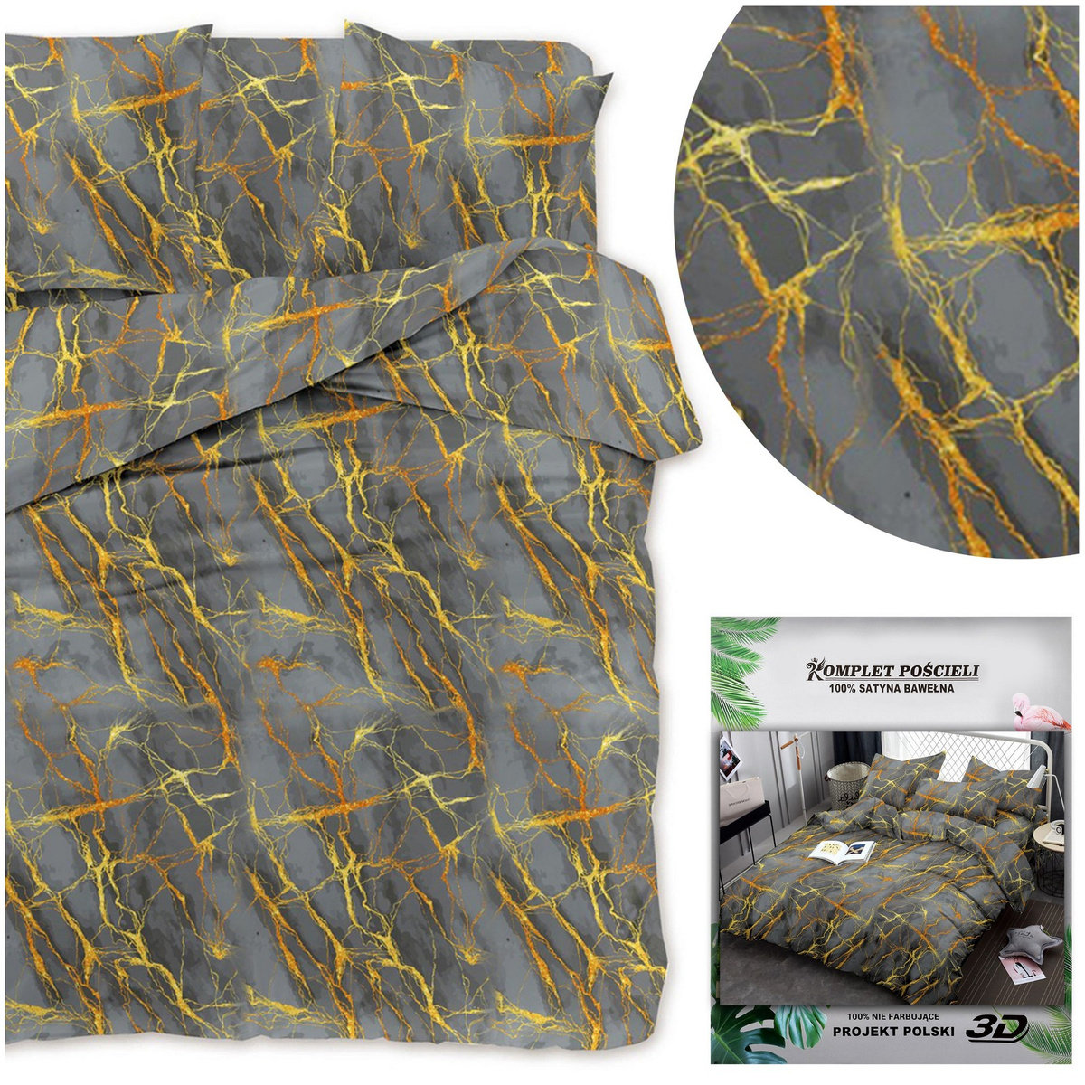 Pościel 160x200 3 części Satynowa Maria 2469