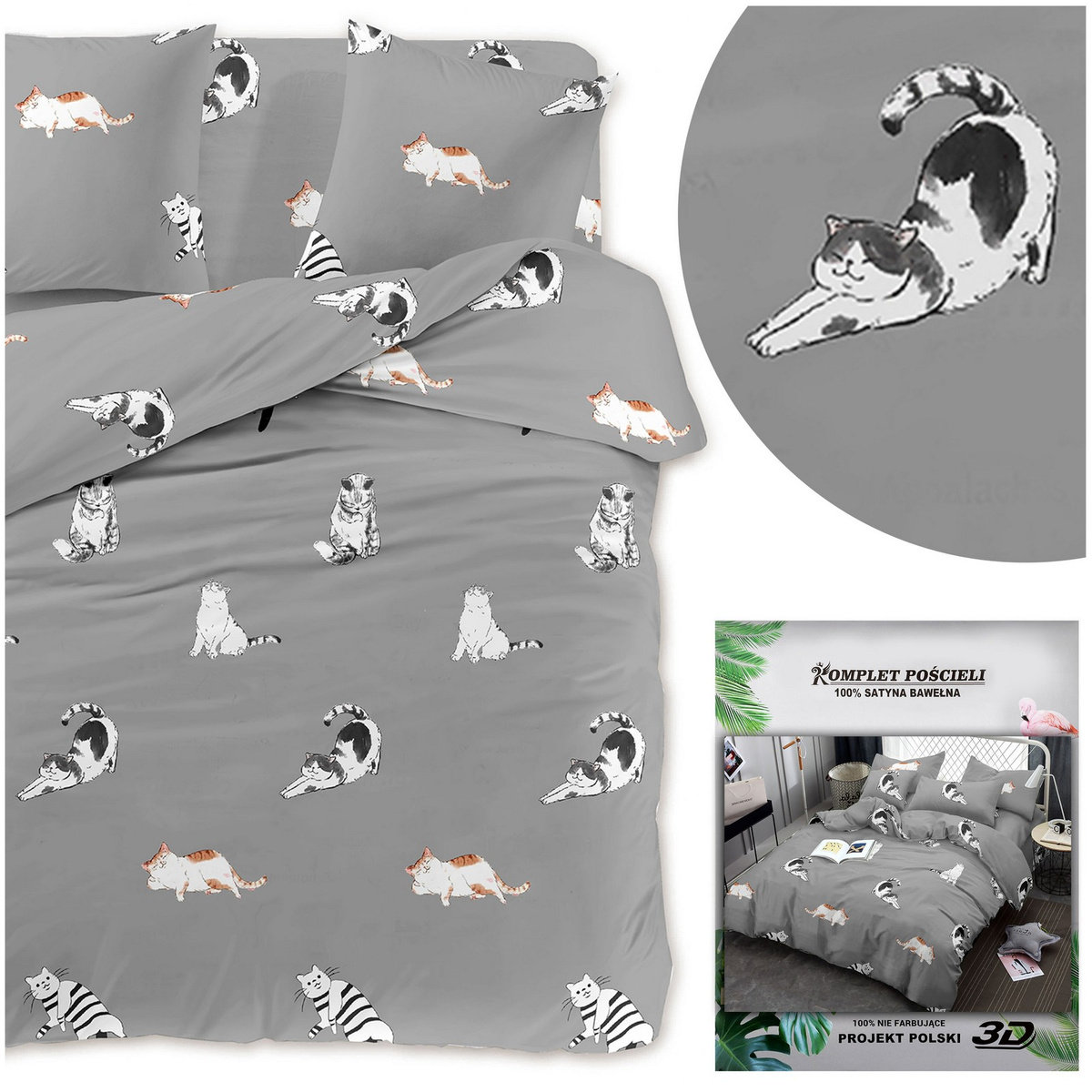 Pościel 160x200 3 części Satynowa Maria 2518