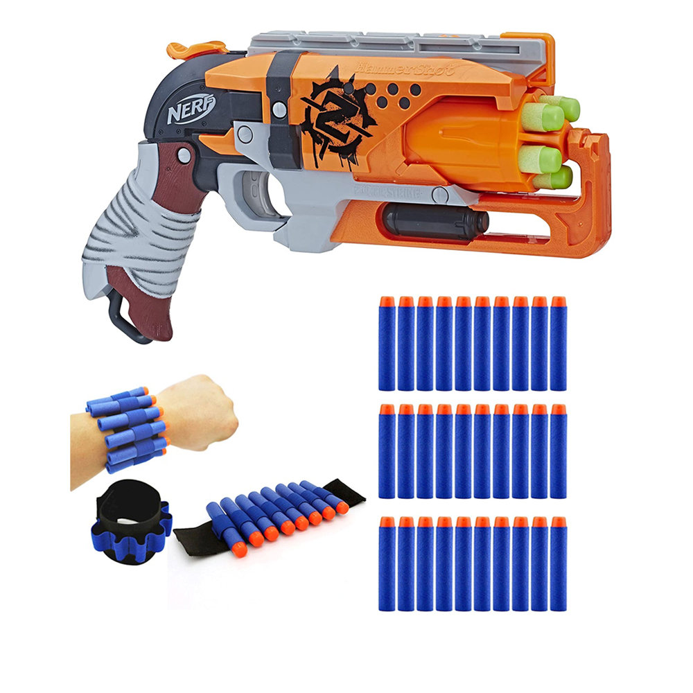 Zestaw Pistolet Nerf Zombie Strike Hammershot A4325 + opaska  +30 strzałek