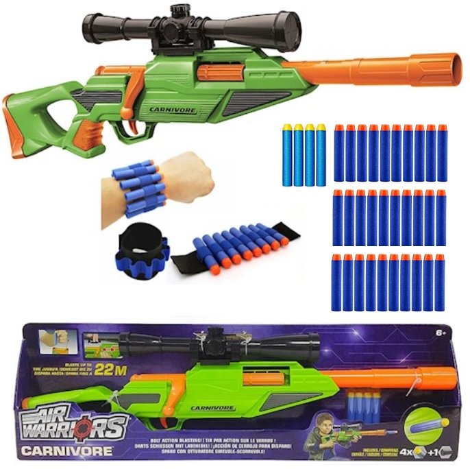 Zesatw Pistolet Buzz Bee Air Warriors Carnivore 561005 + 30 strzałek + opaska