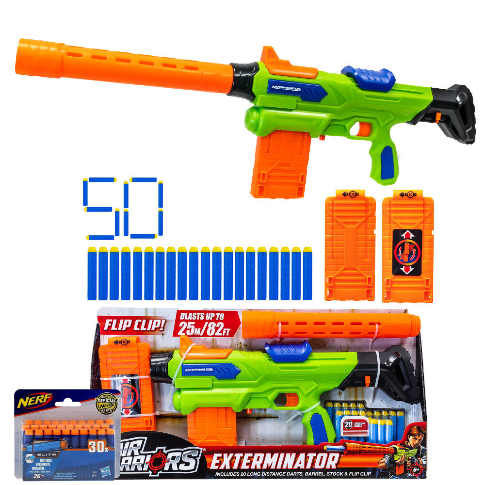 Zesatw Pistolet Buzz Bee Air Warriors Exterminator 44105 + Strzałki Nerf Elite A0351