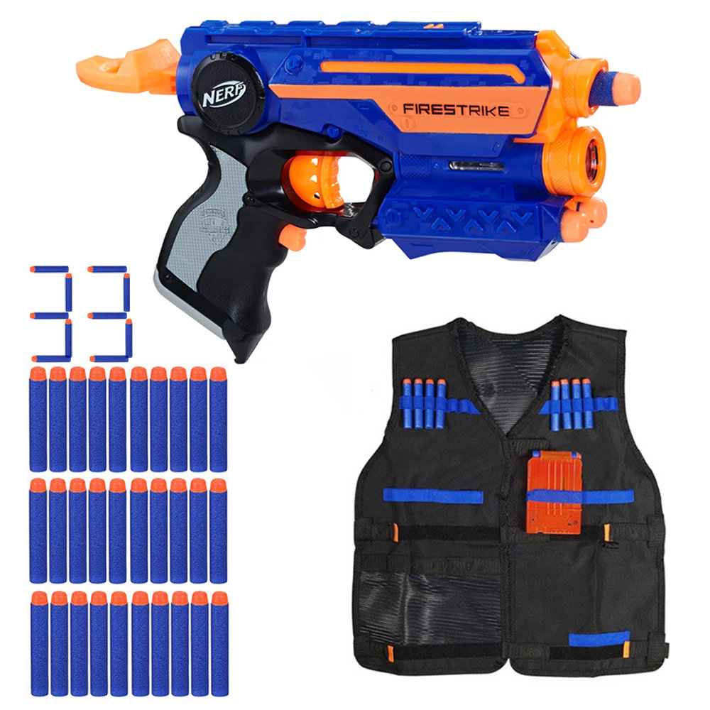 Zestaw Pistolet Nerf N-Strike Elite Firestrike 53378 + kamizelka + 30 strzałek