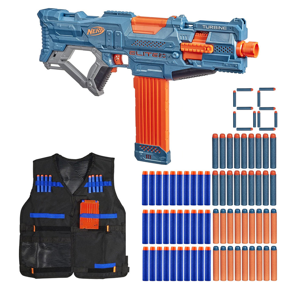 Zestaw Pistolet Nerf Elite 2.0 Turbine CS-18 E9481 + kamizelka + 30 strzałek