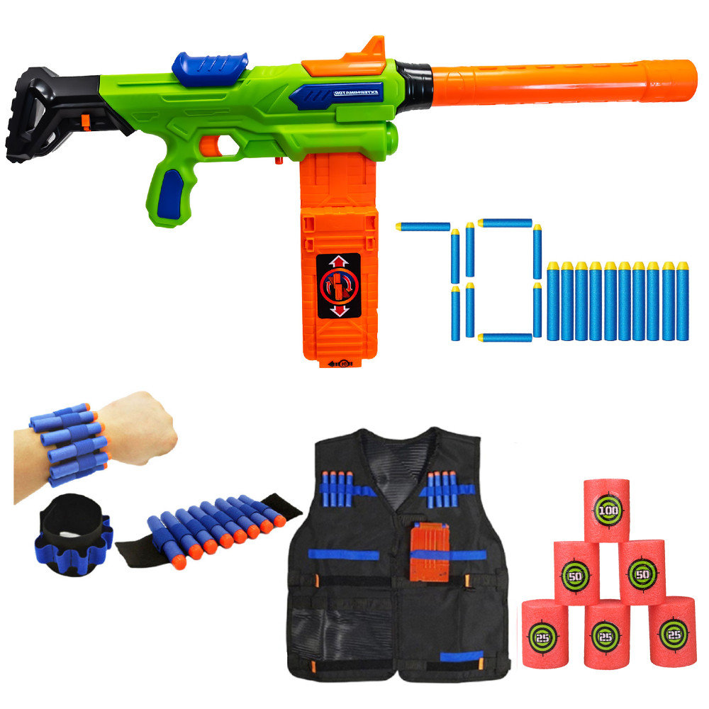 Zestaw Pistolet Buzz Bee Air Warriors Exterminator + kamizelka + 50 strzałek + cele + opaska