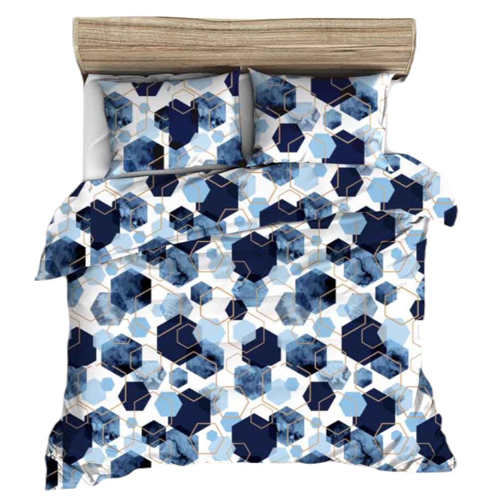 Pościel z kory 180x200 granatowa biała geometria