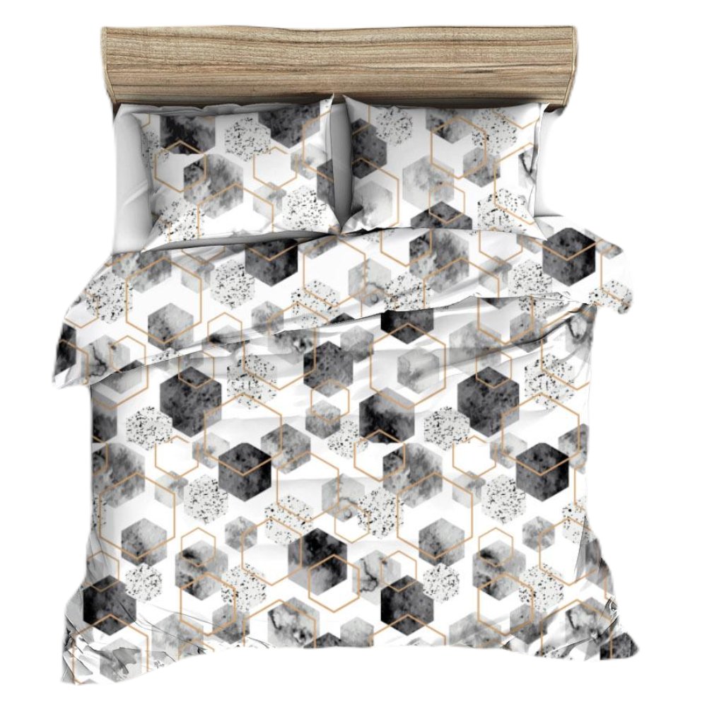 Pościel z kory 180x200 czarna biała geometria