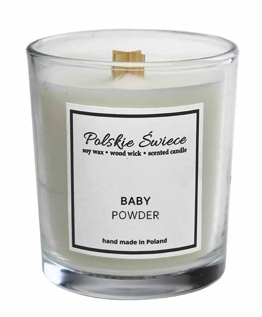 BABY POWDER - Świeca sojowa z drewnianym knotem