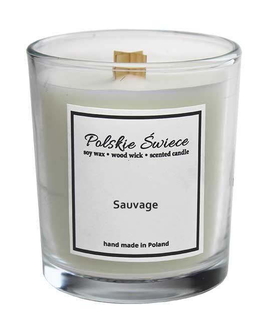 Sauvage - Świeca sojowa zapachowa z drewnianym knotem