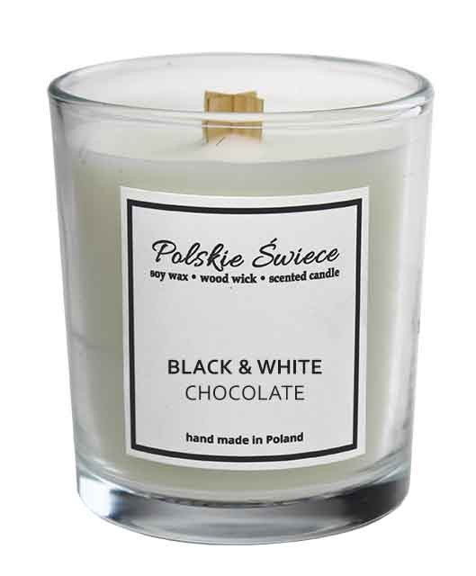BLACK & WHITE CHOCOLATE - Świeca sojowa z drewnianym knotem