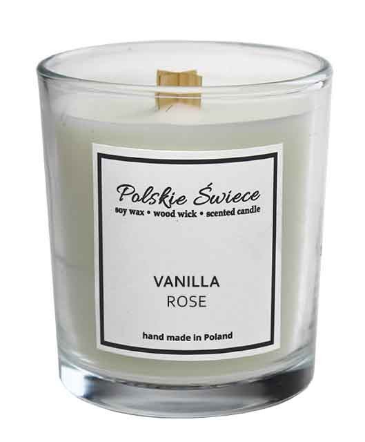 VANILLA ROSE - Świeca sojowa z drewnianym knotem