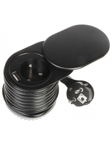GNIAZDO MEBLOWE POJEDYNCZE Z ZASILACZEM USB OR-AE-13124/B 230 V AC 16 A ORNO