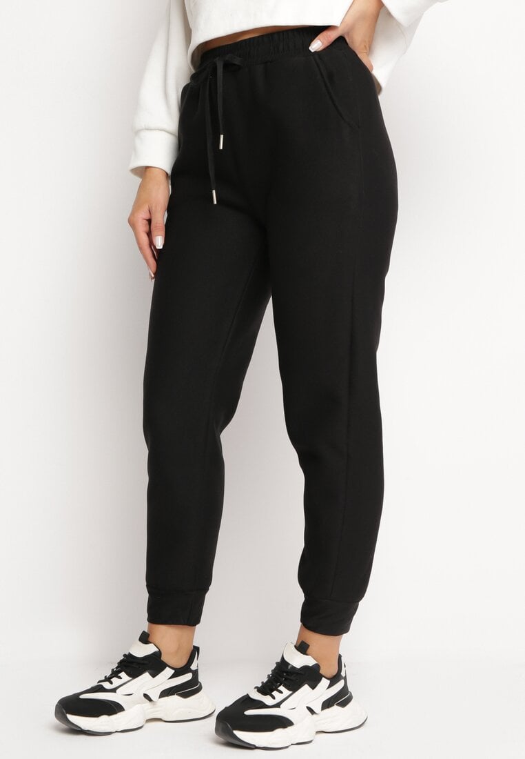 Czarne Bawełniane Spodnie Dresowe Olidira