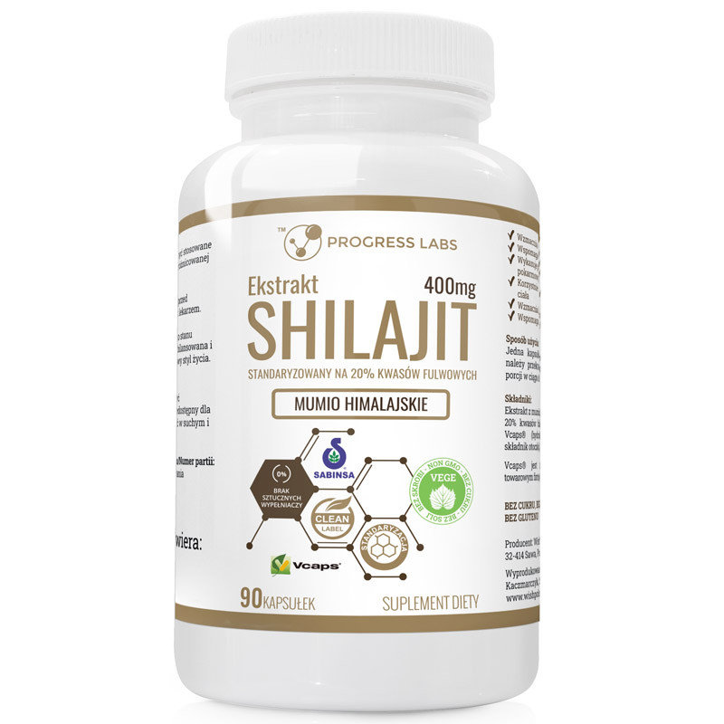Progress Labs, Ekstrakt Shilajit 400mg, 90 Kaps.