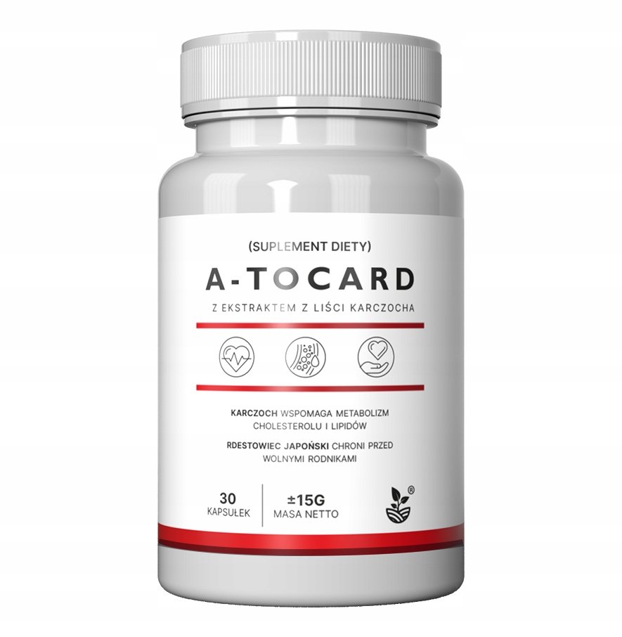 Suplement diety, A-tocard, Karczoch Cholesterol Lipidy Wolne Rodniki Berberys Miłorząb, 30 Kaps.