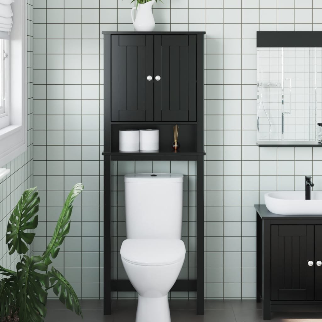 vidaXL Szafka nad WC BERG, czarna, 60x27x164,5 cm, drewniana