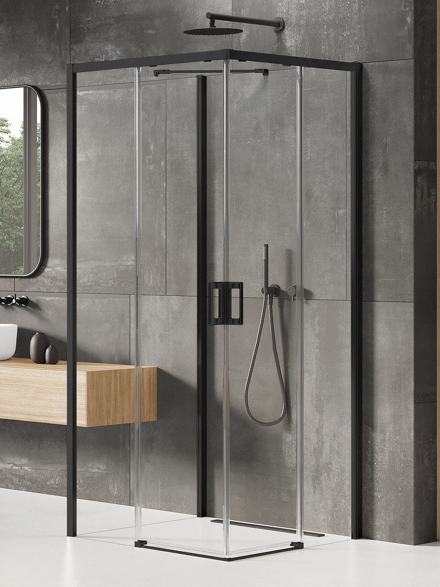 New Trendy Kabina Prysznicowa Prime 70X100 Prostokątna Przyścienna Czarna Prawa K-1531