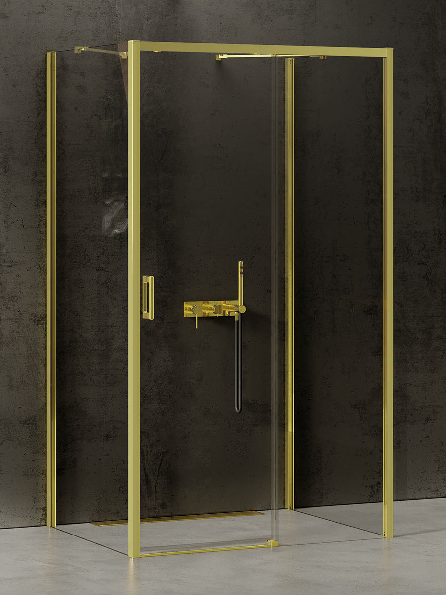 New Trendy Kabina Prysznicowa Prime 120X70 Prostokątna Przyścienna Złota Prawa K-1136