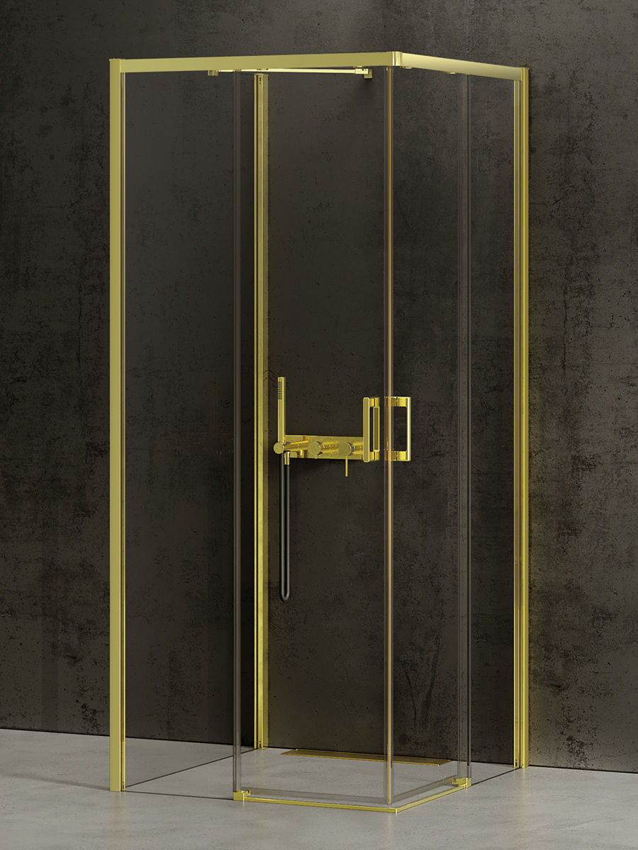 New Trendy Kabina Prysznicowa Prime 100X80 Prostokątna Przyścienna Złota Prawa K-1545