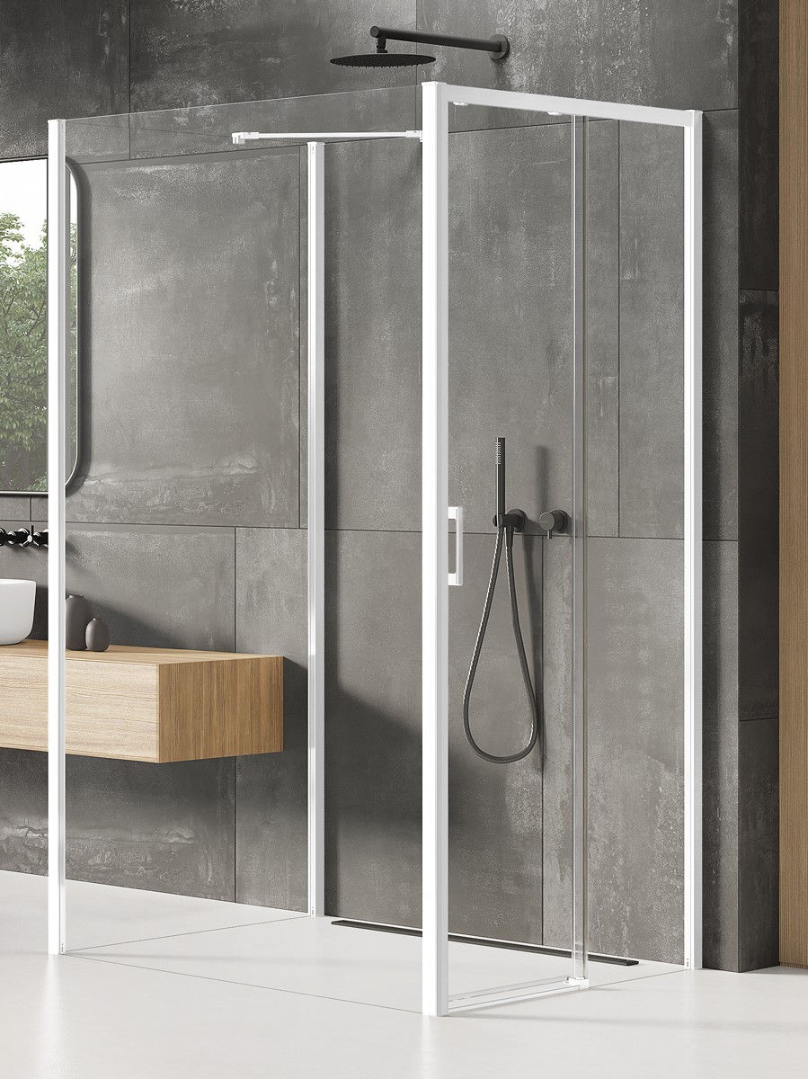New Trendy Kabina Prysznicowa Prime 110X100 Prostokątna Przyścienna Biała Prawa K-1079
