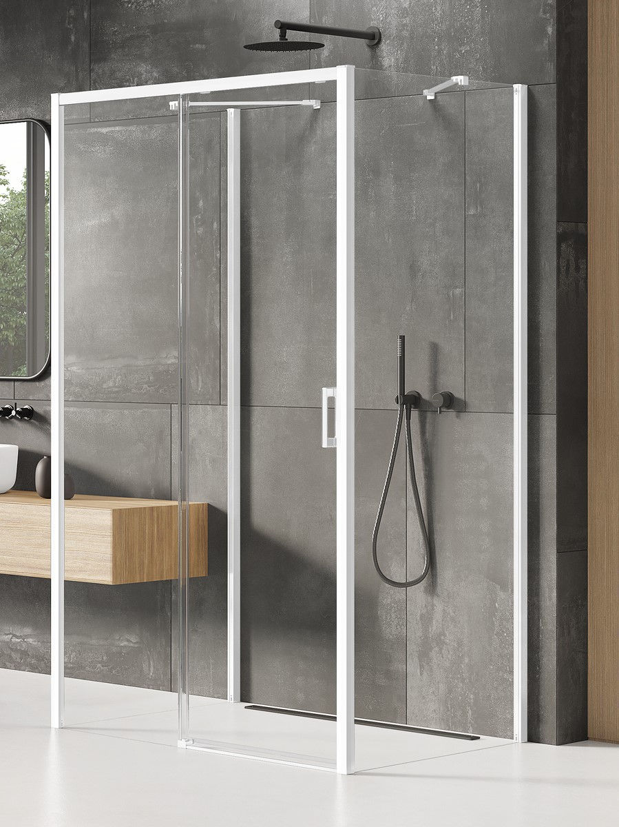 New Trendy Kabina Prysznicowa Prime 160X80 Prostokątna Przyścienna Biała Lewa K-1029