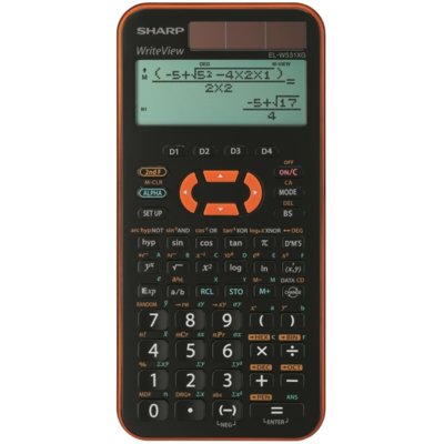 SHARP El-W531 XG-YR szkolny kalkulator naukowy, WriteView power z wyświetlaczem, Metaliczny kolor pomarańczowy, sek i & II; 335 funkcji, Twin 4974019029962