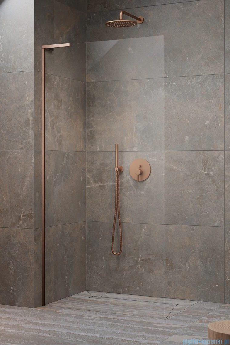 Radaway Modo SL II Brushed Copper kabina Walk-in 80x200 lewa szczotkowana miedź 10319084-93-01L