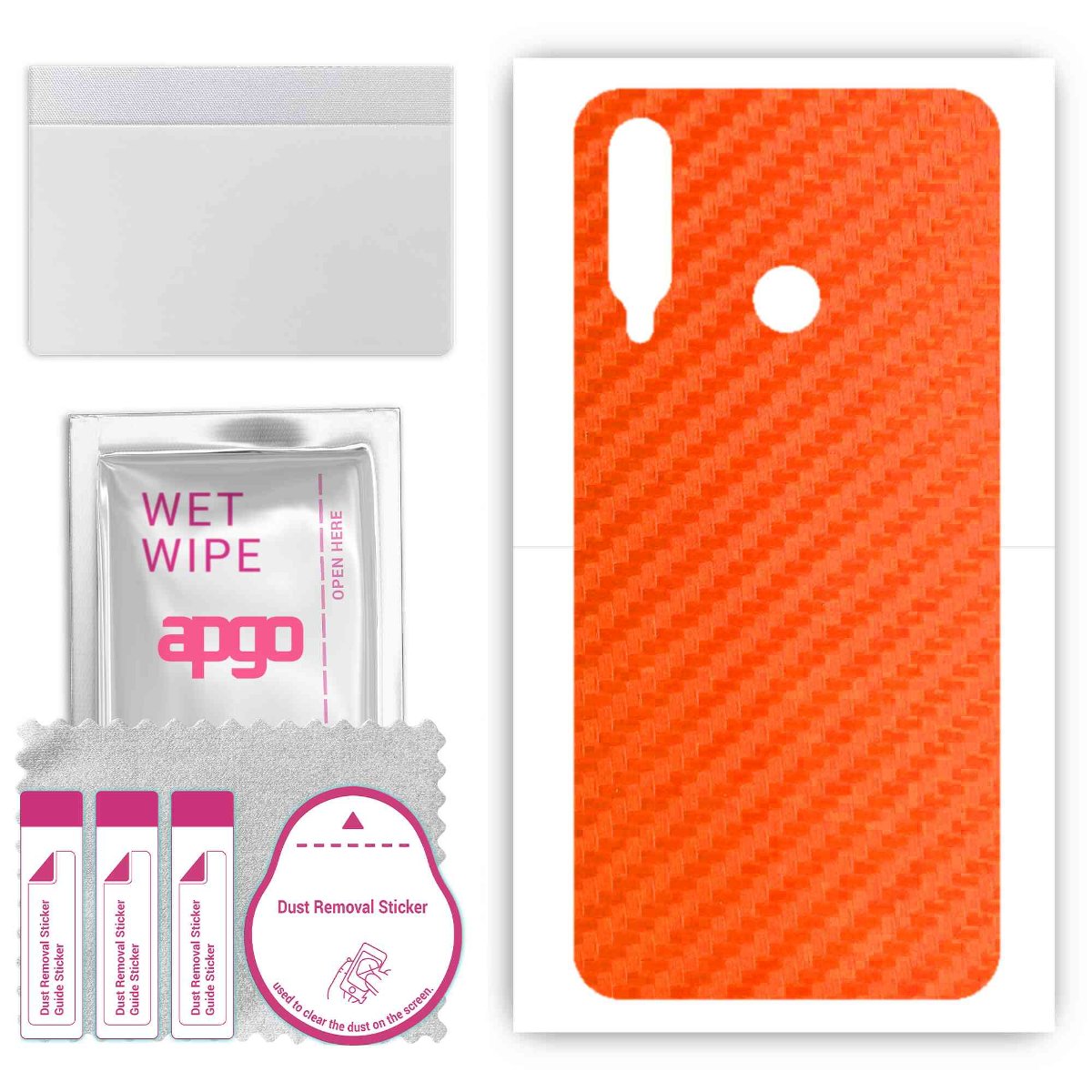 Folia naklejka skórka strukturalna na TYŁ do Honor 20 Lite MAR-LX1H -  Carbon Pomarańczowy - apgo SKINS