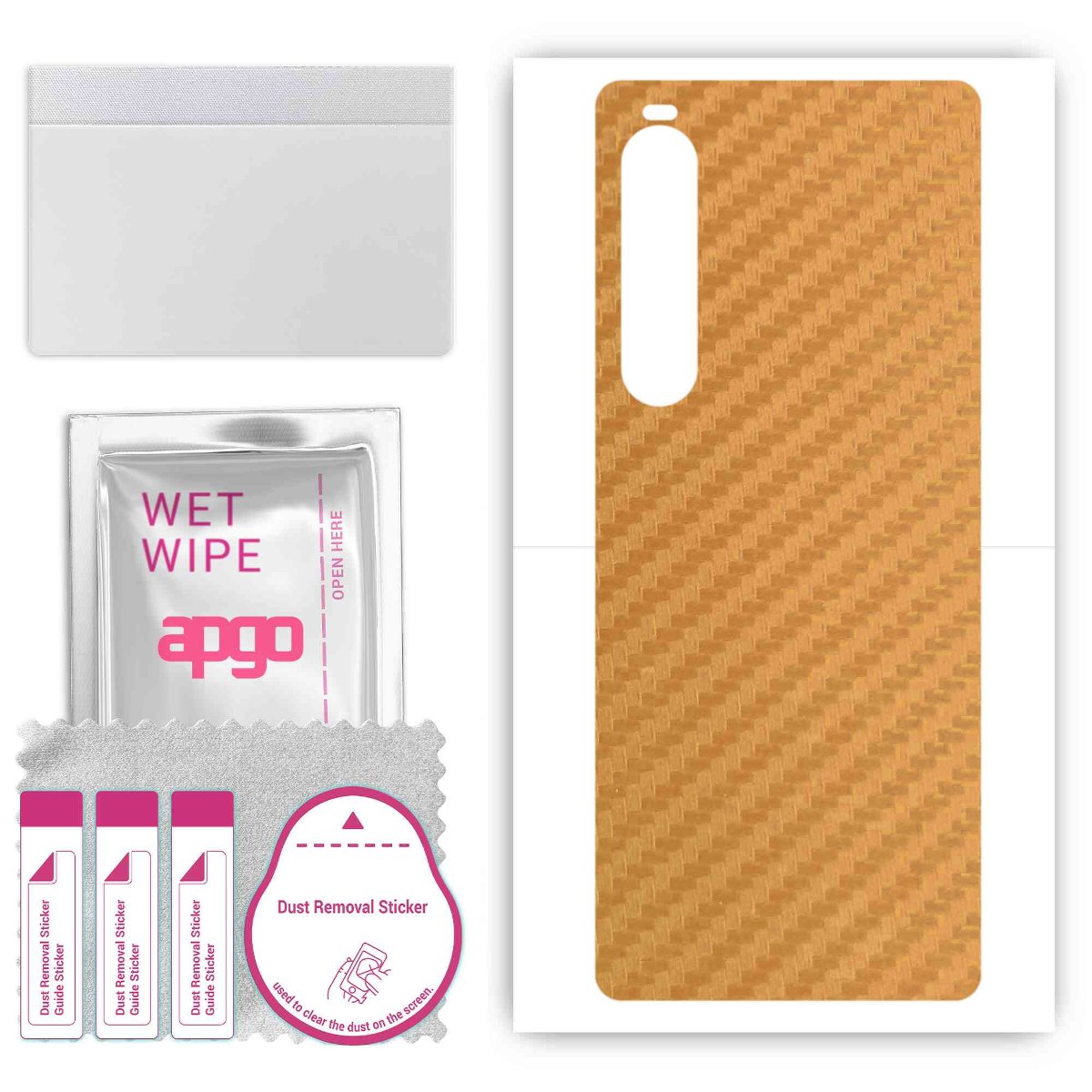 Folia naklejka skórka strukturalna na TYŁ do Sony Xperia 10 V -  Carbon Złoty - apgo SKINS