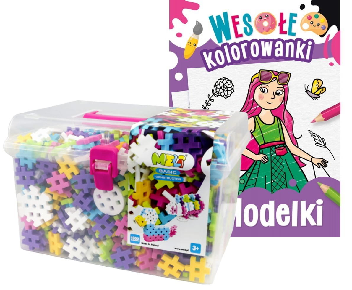 KLOCKI KONSTRUKCYJNE Wafle MELI Basic Constructor Pink Travel Box 1000