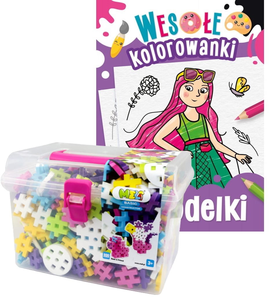 KLOCKI KONSTRUKCYJNE Wafle MELI Basic Constructor Pink Travel Box 500