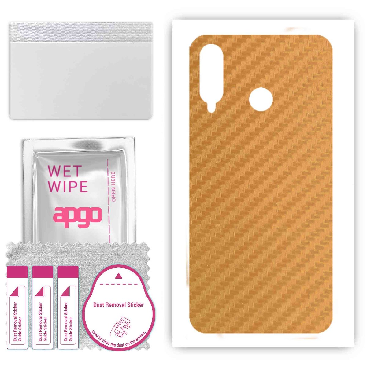 Folia naklejka skórka strukturalna na TYŁ do Huawei P30 lite -  Carbon Złoty - apgo SKINS