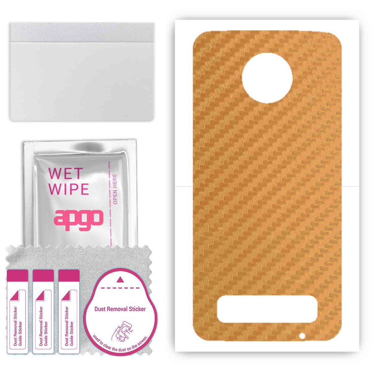 Folia naklejka skórka strukturalna na TYŁ do Motorola Moto Z3 Play -  Carbon Złoty - apgo SKINS