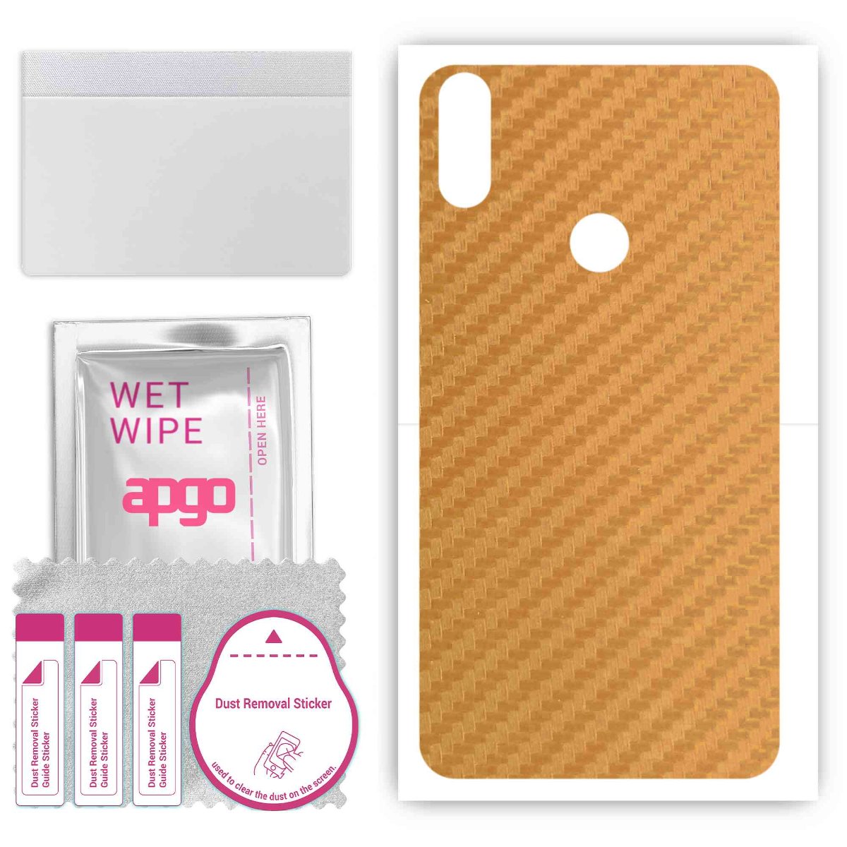 Folia naklejka skórka strukturalna na TYŁ do Motorola One Power (P30 Note) -  Carbon Złoty - apgo SKINS