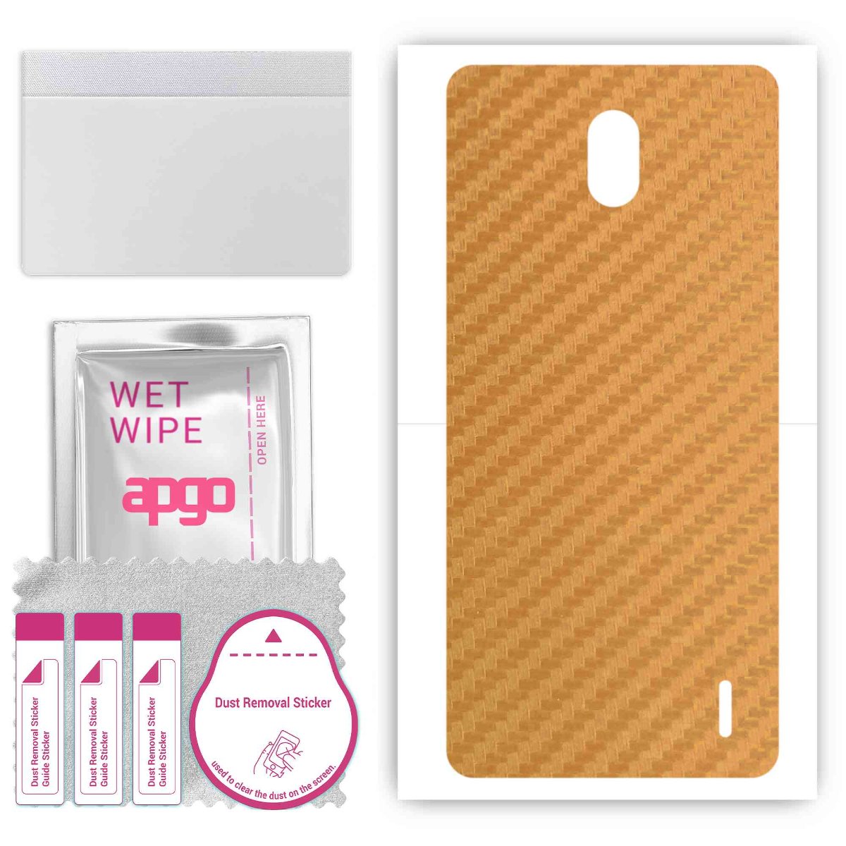 Folia naklejka skórka strukturalna na TYŁ do Nokia 2 -  Carbon Złoty - apgo SKINS