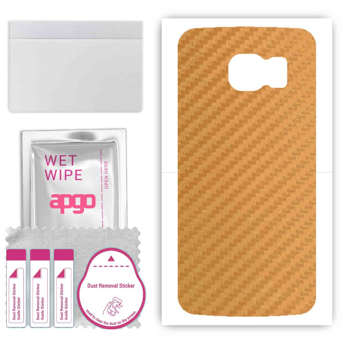 Folia naklejka skórka strukturalna na TYŁ do Samsung Galaxy S6 G920 -  Carbon Złoty - apgo SKINS