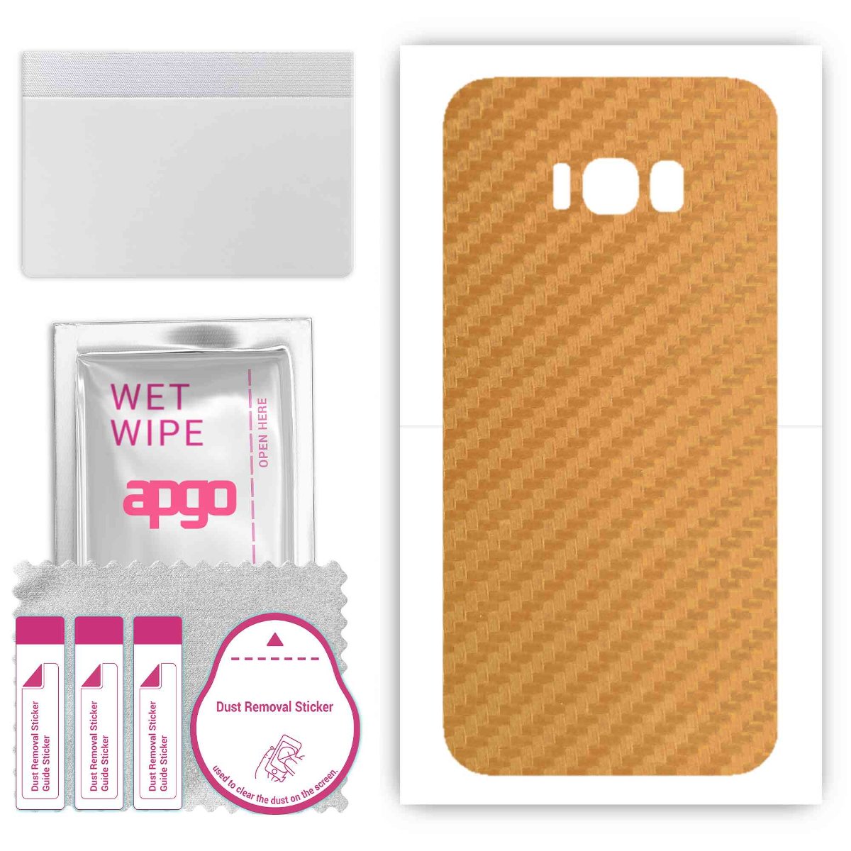 Folia naklejka skórka strukturalna na TYŁ do Samsung Galaxy S8+ -  Carbon Złoty - apgo SKINS