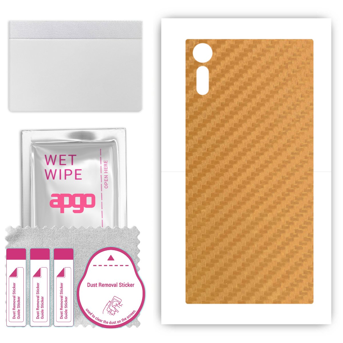 Folia naklejka skórka strukturalna na TYŁ do Sony Xperia XZ -  Carbon Złoty - apgo SKINS