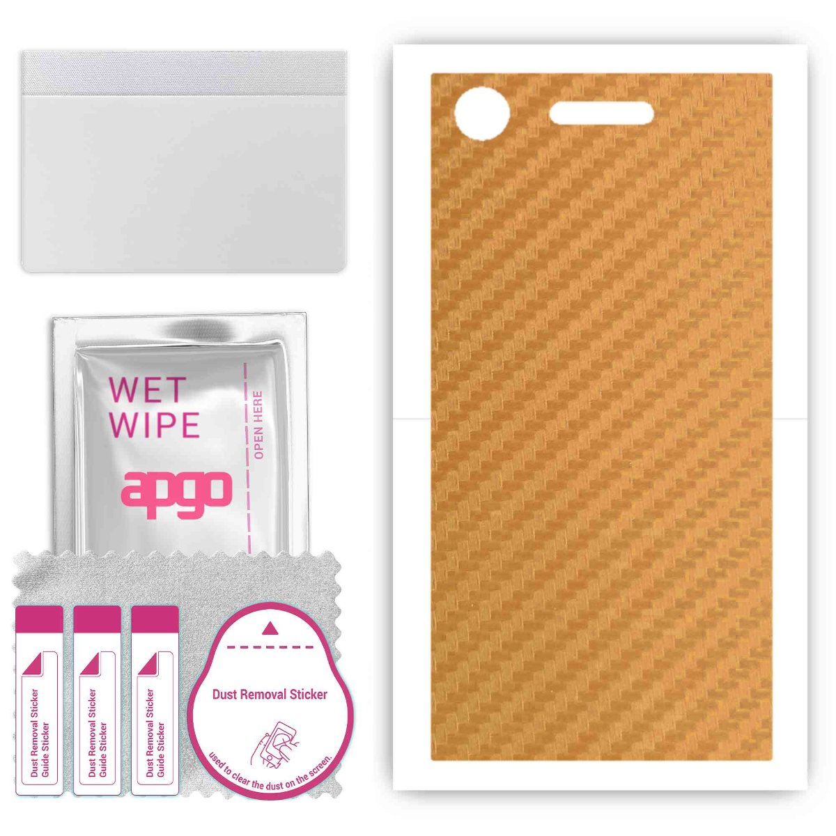 Folia naklejka skórka strukturalna na TYŁ do Sony Xperia XZ1 -  Carbon Złoty - apgo SKINS