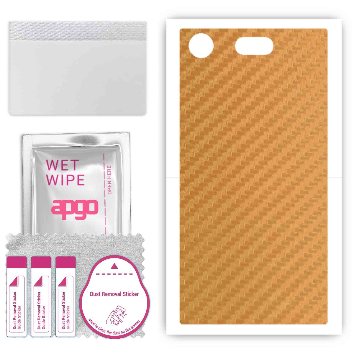 Folia naklejka skórka strukturalna na TYŁ do Sony Xperia XZ1 Compact -  Carbon Złoty - apgo SKINS