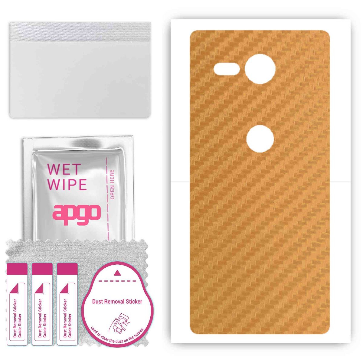 Folia naklejka skórka strukturalna na TYŁ do Sony Xperia XZ2 Compact -  Carbon Złoty - apgo SKINS