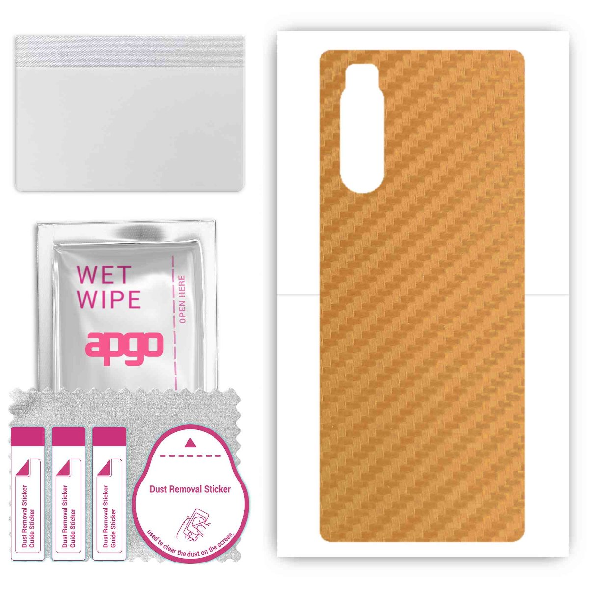 Folia naklejka skórka strukturalna na TYŁ do Sony Xperia 5 -  Carbon Złoty - apgo SKINS